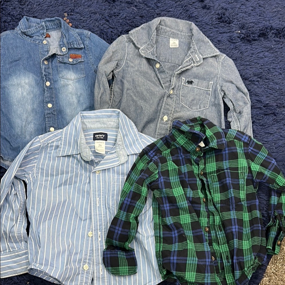 Carter's Kids Button Down Shirt Set - Blue, Green, Gray